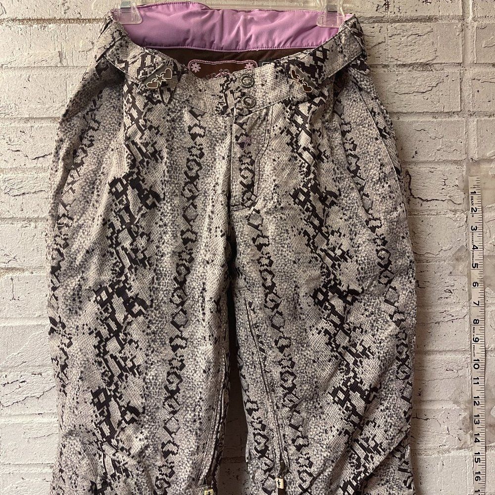 Cold As Ice Snakeprint Black White Snow Board Ski Pants Recco Small
